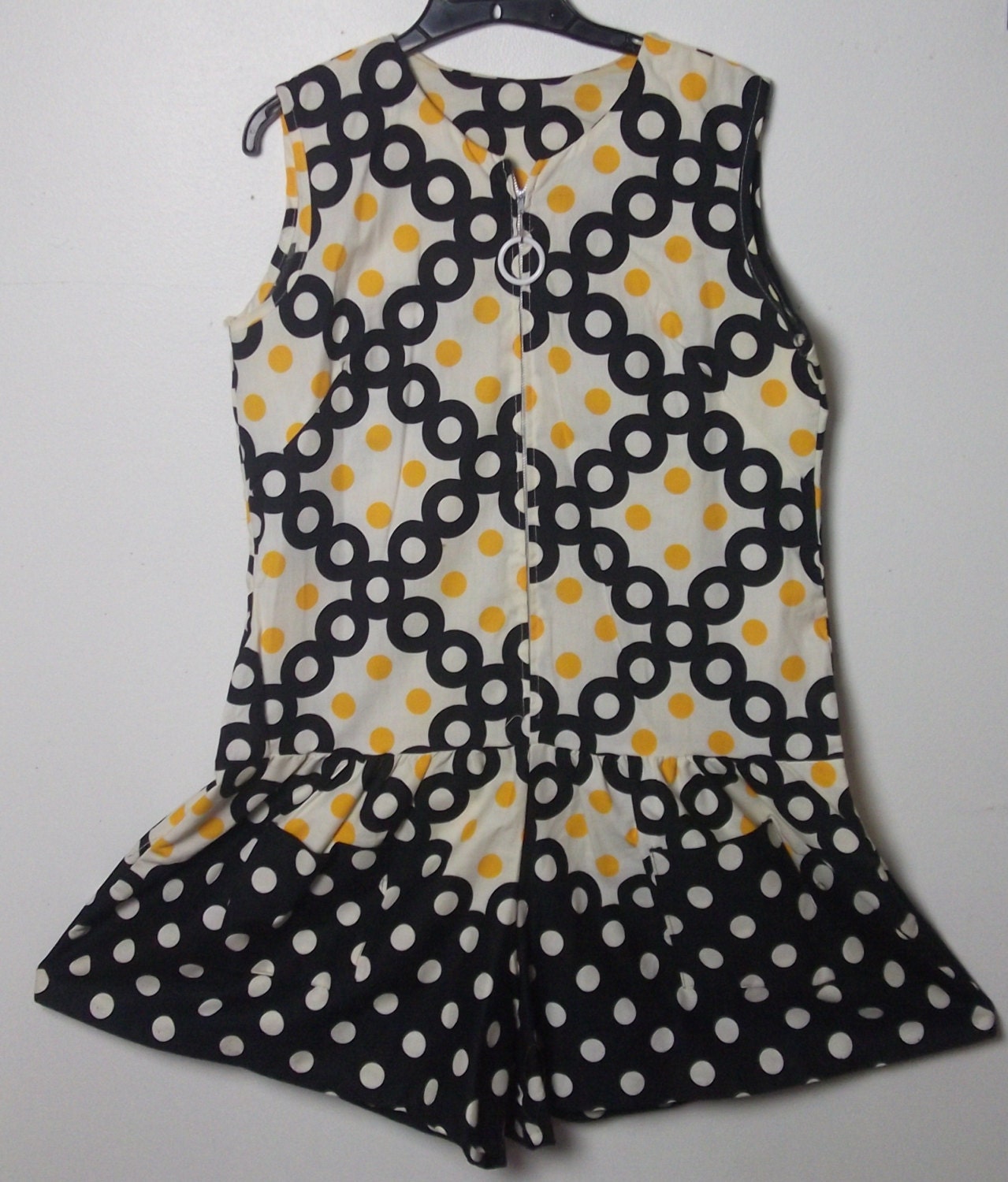 Vintage Sleeveless Polka Dot Mod Skort Jumper