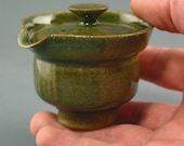 Shiboridashi Teapot (60 ml.),  iron-rich stoneware w/ celadon glaze.