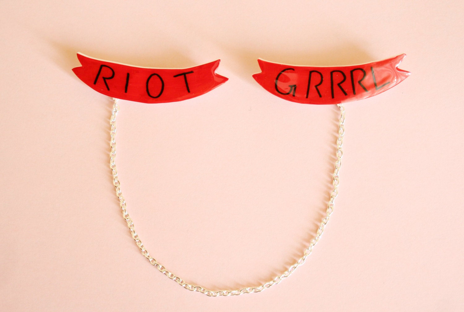 Riot Grrrl Sweater Brooch Set w/ Chain