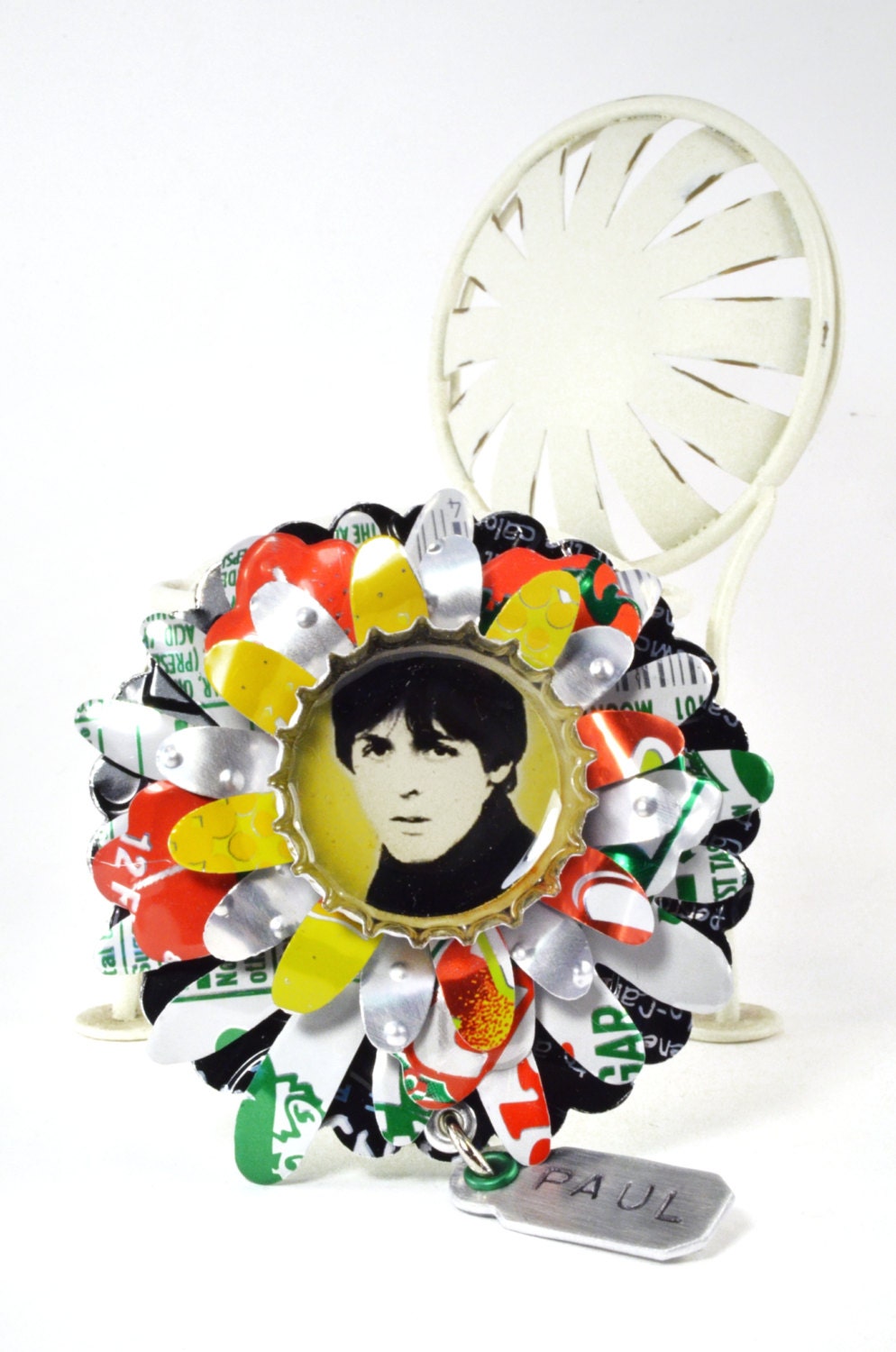 Recycled Jewelry Paul McCartney Flower Brooch