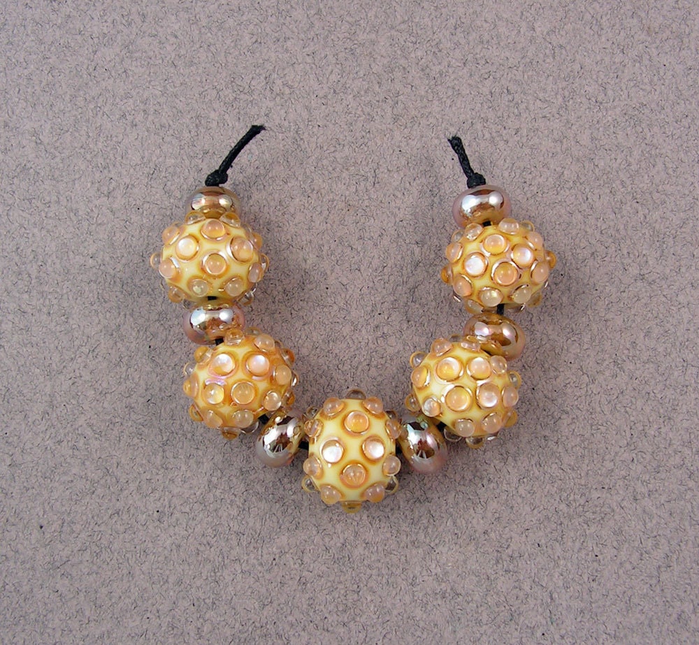 EVOLVING - Helios Shimmer w/ Spacers (11) - Lampwork Glass Beads by Shani Barrett SRA