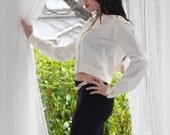 On Sale IVORY Silky Malcolm Starr Vintage 70s Designer Blouse M