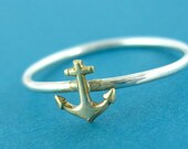 Anchor Stacking Ring in Brass and Sterling Silver - Anchor Ring