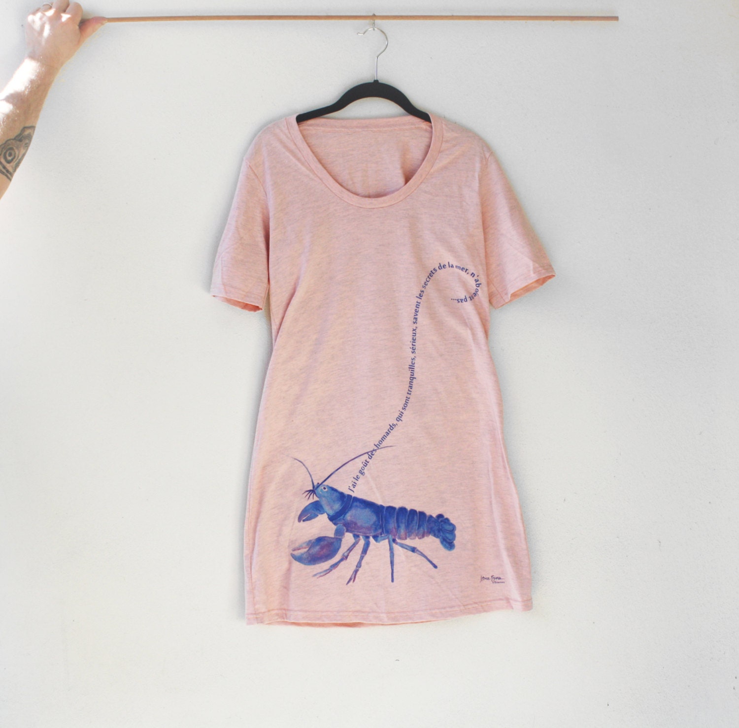Lobster Dress, Beach Coverup, American Apparel peach tshirt Dress - womens summer fashion, nautical, womens clothing