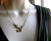 Brass anchor necklace, nautical jewelry - brass chain