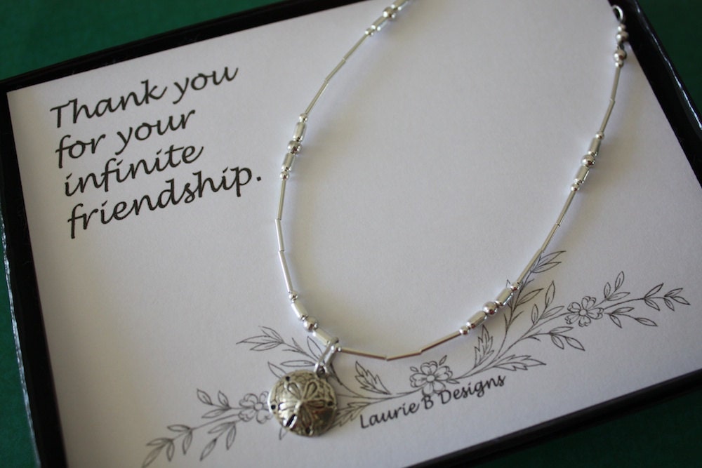Anklet Silver Charm, Sand Dollar Charm, Sterling Silver Anklet, Choose your Charm Anklet, thank you card