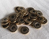 12 Vintage Swirls Antiqued Metal Buttons 3/4 Inch  Ornate Victorian Gold Repousse Buttons