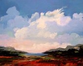 INTENT, painting oil landscape 100% charity donation original painting, 12x9 on canvas panel, clouds, ocean, canvas, oil