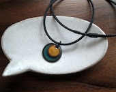 Orange and Blue Necklace,  Handmade Copper Enamel Jewelry, Is this what you were thinking