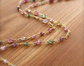 Watermelon Tourmaline Teardrop Necklace AAA- Gold FIlled by Yania Creations
