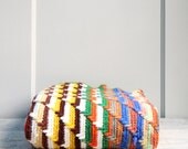 Vintage Crocheted Throw Blanket / Picnic Blanket, Modern Baby Blanket, Stripes