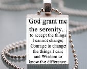 Serenity Prayer pendant , serenity charms, special unique gift with ball chain necklace included