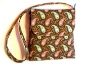 Brown Teal and Pink Paisley Square Bag