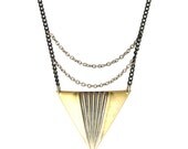 Draped chain - black and gold triangle necklace - simple geometric jewelry