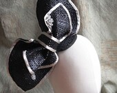 Big Navy Straw Bow Headpiece