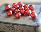 4 Pomegranate Jam - Czech Glass Melon Round Beads