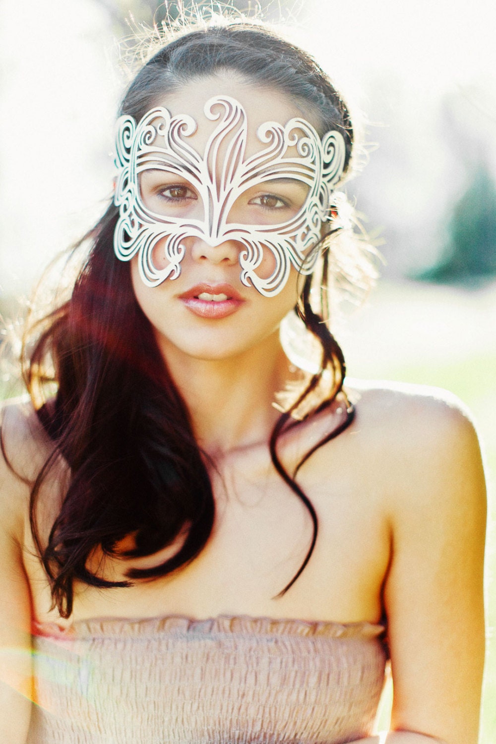 Muse leather mask in white bridal