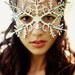Snowflake leather mask in white
