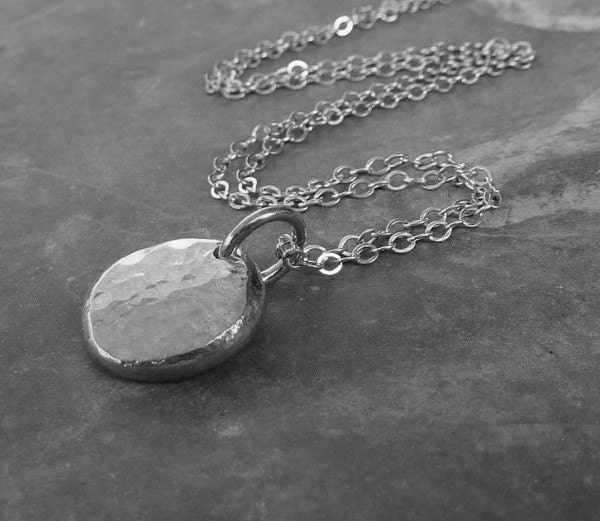 Silver necklace, Eco friendly necklace, Hand forged Recycled sterling silver necklace