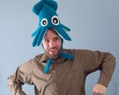 Plush Squid Hat - Small Dark Teal Fleece