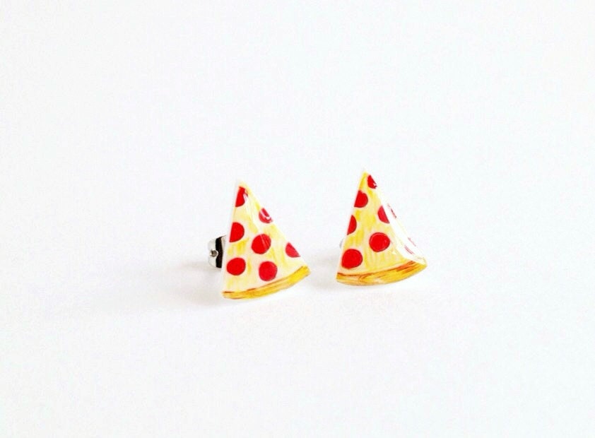 Hand Drawn Pepperoni Pizza Earrings