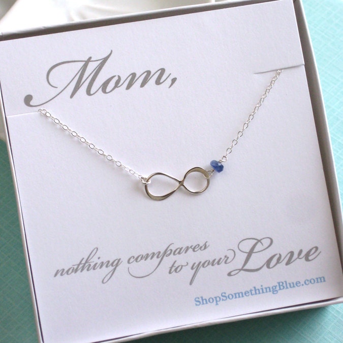 Infinity Birthstone Necklace, Infinity, Eternity Charm, Custom Color, Personalized, Mother's Day gift, Eternity Jewelry, Sentiment Card