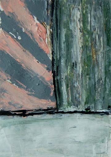 Acrylic Abstract Painting Lonely Place Original Art, Watercolor Paper, Cityscape, Black, White, Gray, Pink, Muted Colors