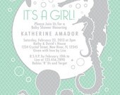 COLOR OPTIONS - Mint Sea Theme Baby Shower Invitation - Custom Digital Printable - Print Your Own  - Item 111B
