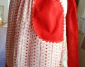 Red and White Hearts and Flowers Apron