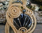 Black and Gold Woven Wire Pendant by Twisted Sister Arts