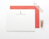 Classic Name & Monogram Letterpress Stationery - Custom set of 35 note cards