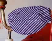 Baby Bike Cap (0-6 month) from Upcycled Comfy Lightweight Cotton Knit in Purple and Black Stripes