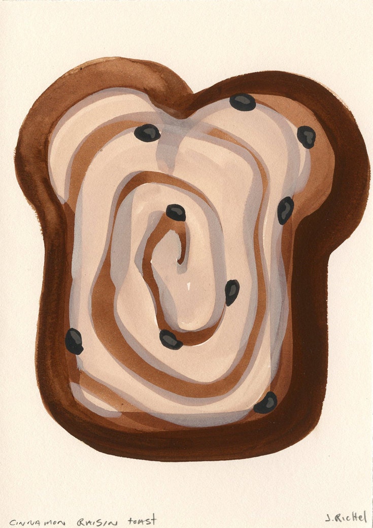 Original Gouache Painting - ( Cinnamon Raisin Toast )