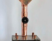 Clock steampunk industrial age recycled  computer parts copper huge heatsink  sculpture with clock signed by artist