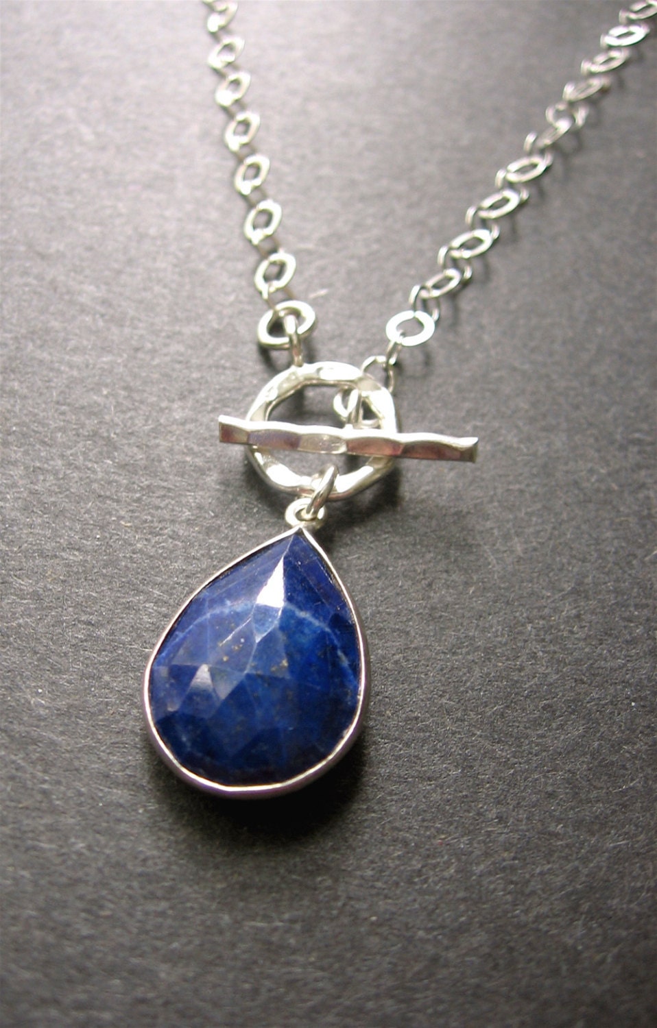 Toggle Front Lapis Lazuli Gemstone Necklace - Indigo