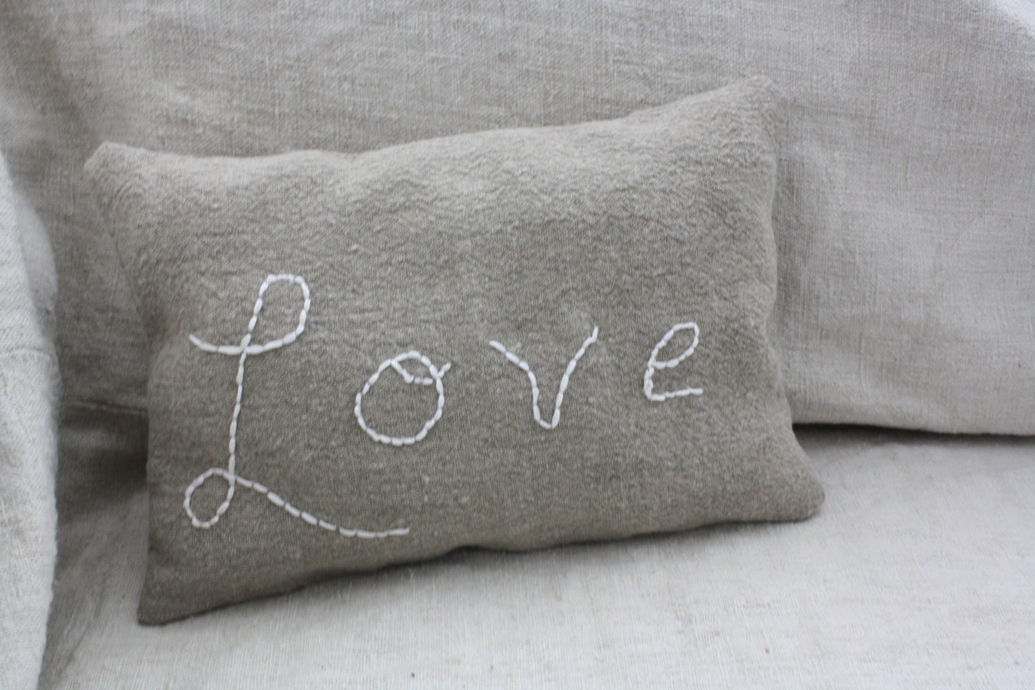 hemp linen buckwheat hull pillow hand stitched - lumbar - neck support - travel pillow