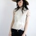 1940s Organza Top . Sheer Blouse . Crepe Striped . Vintage Tank Shirt