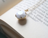 Vintage Jewel Gold Filled Necklace in White, Simple, Delicate, Wedding, Bridesmaid, Handmade Jewelry- Sorbet
