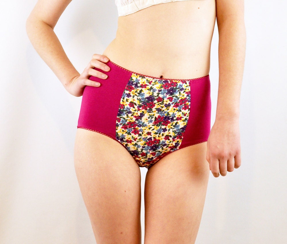 Retro style Panties with floral print lingerie underwear
