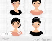 Woman avatar clip art set of 4, summer style girl, portrait character, customize your own, digital PNG clipart (Aly 382)
