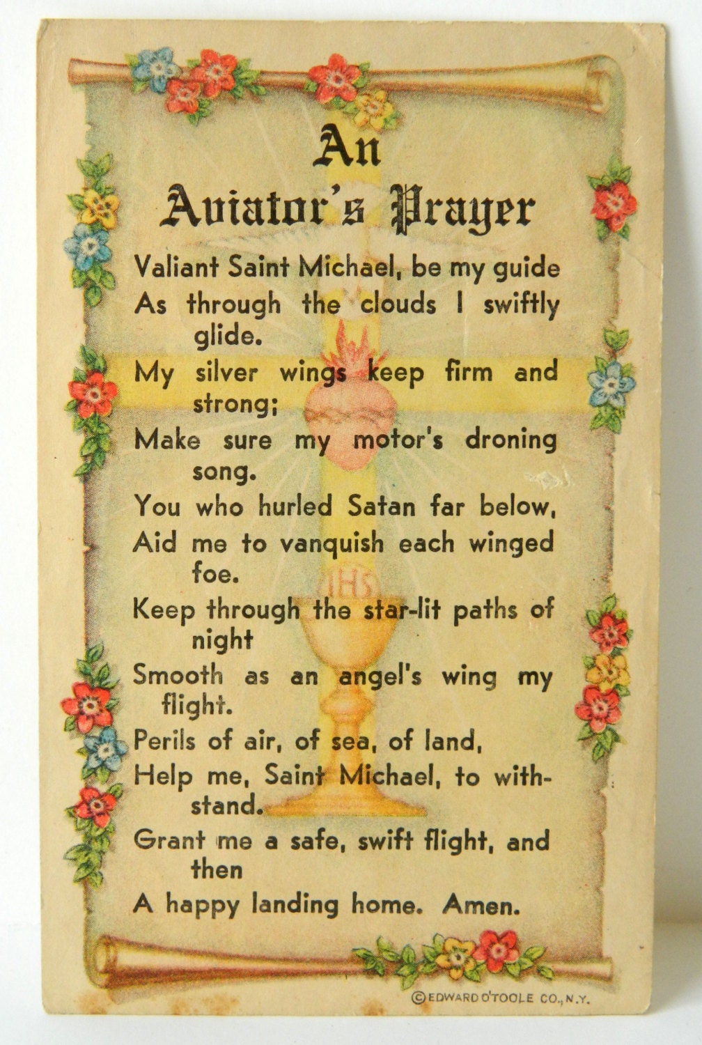 An Aviator's Prayer St. Michael Holy Card by QueeniesCollectibles