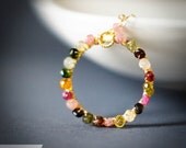 Watermelon Tourmaline Vermeil Gold Ring Necklace