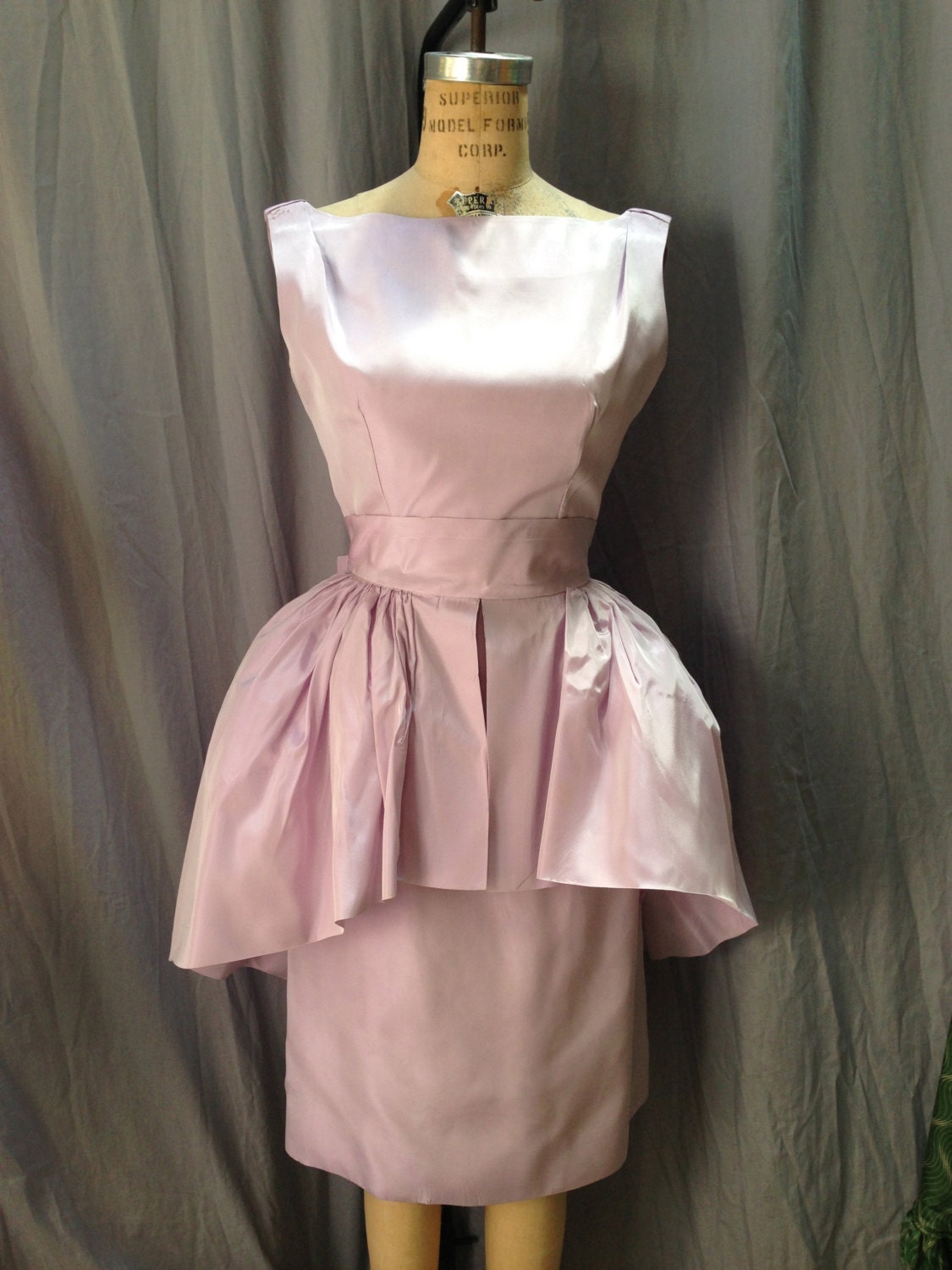 50's, 60's Lilac two piece taffeta party dress.