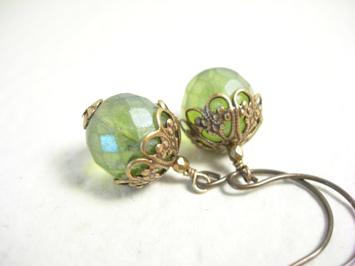 Kiwi glass earrings lime green spring fashion