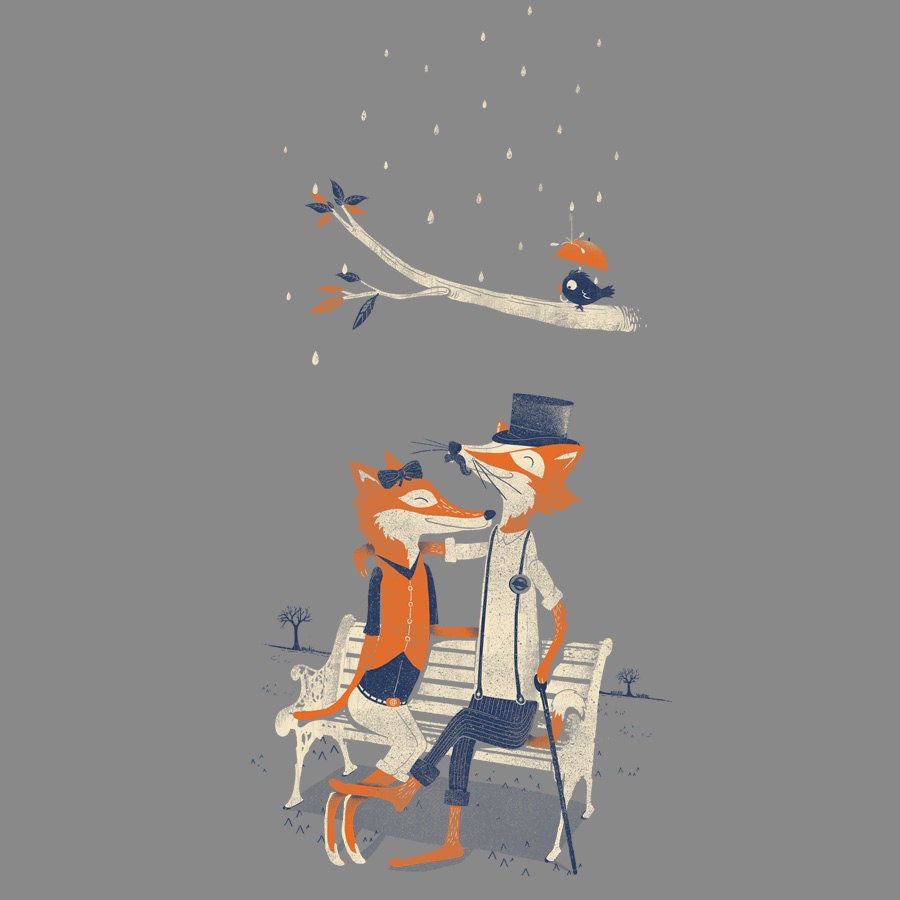 Fox, Fox T Shirt, Animal Tee, Unisex Long sleeve T-Shirt, American Apparel, Grey V-Neck, Sizes S M L XL - FuzzyInk