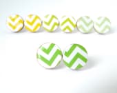 Apple Green Chevron Earrings  - Zig Zag - Chevron Pattern - Geometric Jewelry - Wood Earrings - Made to Order - Gift Under 10