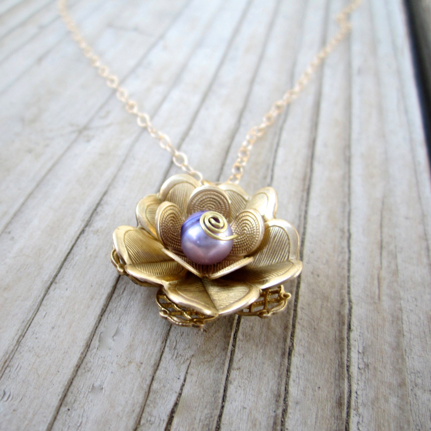 Gold Heirloom Rose Necklace