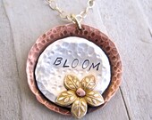 Bloom Flower Necklace in mixed metal - Inspirational Jewelry from Dream Acre Designs