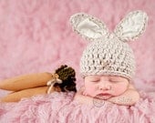 newborn bunny hat .. baby bunny hat .. rabbit hat .. short ear .. easter hat .. boy girl .. one carrot INCLUDED .. newborn size only