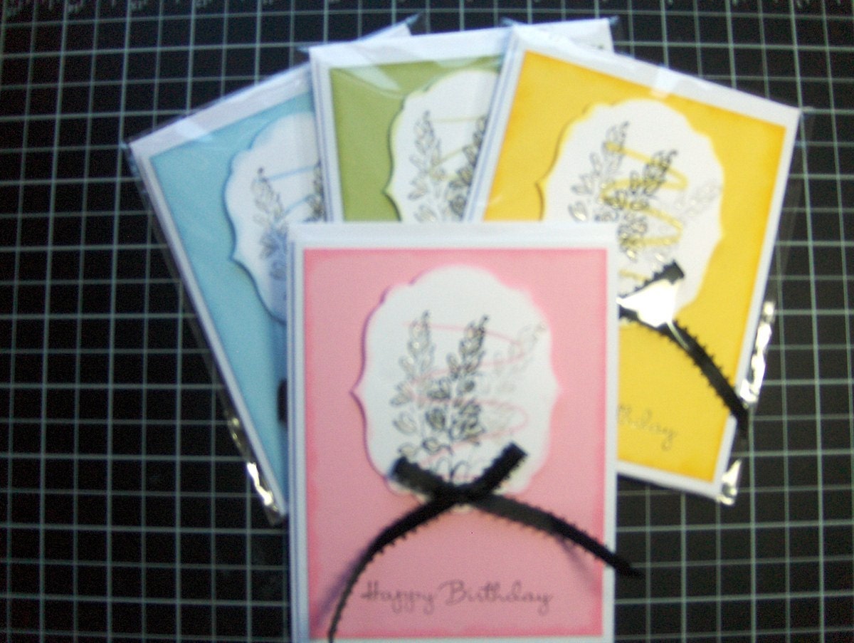 Birthday Greeting Card Set, Handmade PaperArt, Stampin Up Images, Blank Inside, Personal Message, All ages